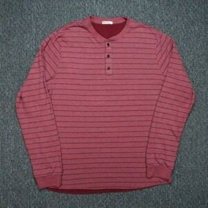 Marine Layer Shirt Mens Large‎ Red Striped Henley Long Sleeve